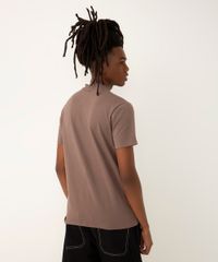 Camisa De Algodão Slim Manga Curta Marrom
