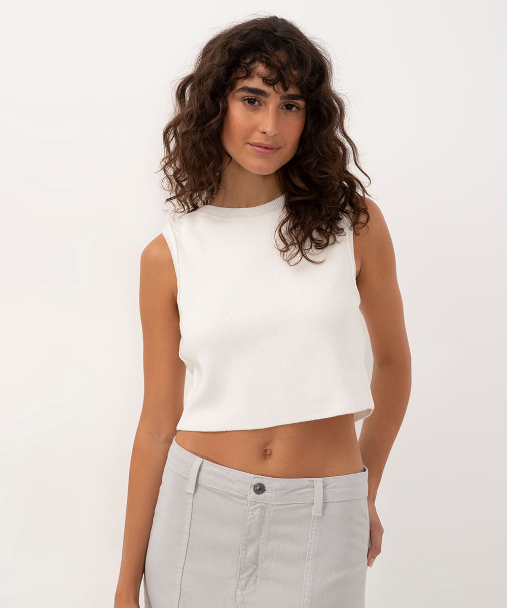 cropped tricot de viscose off white