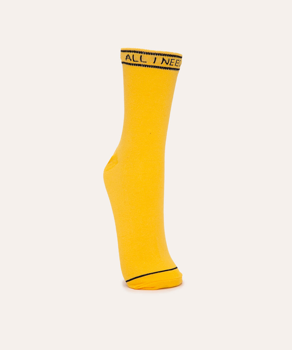 meia cano longo money amarelo