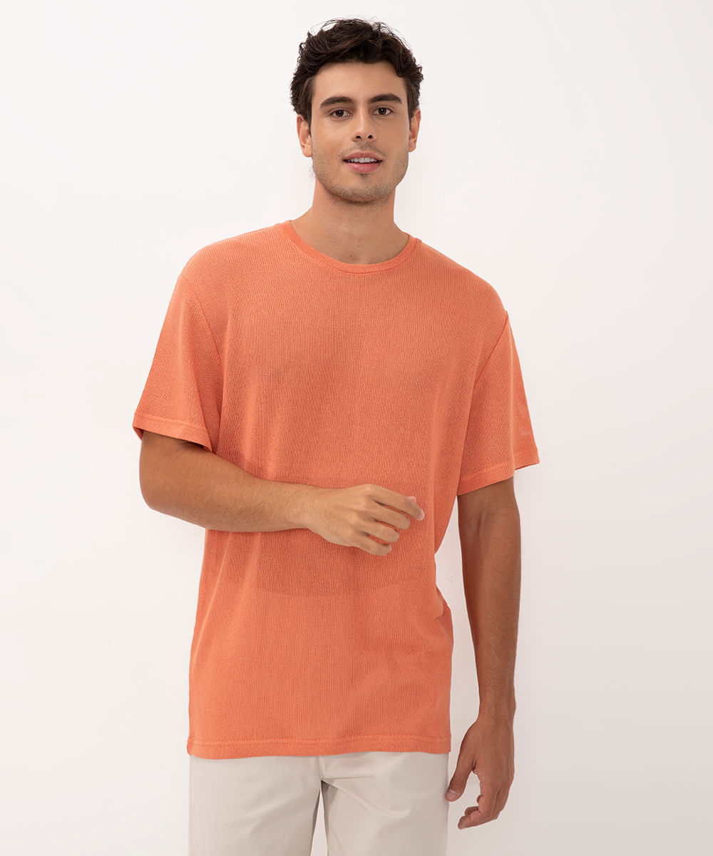 camiseta de tricot manga curta laranja