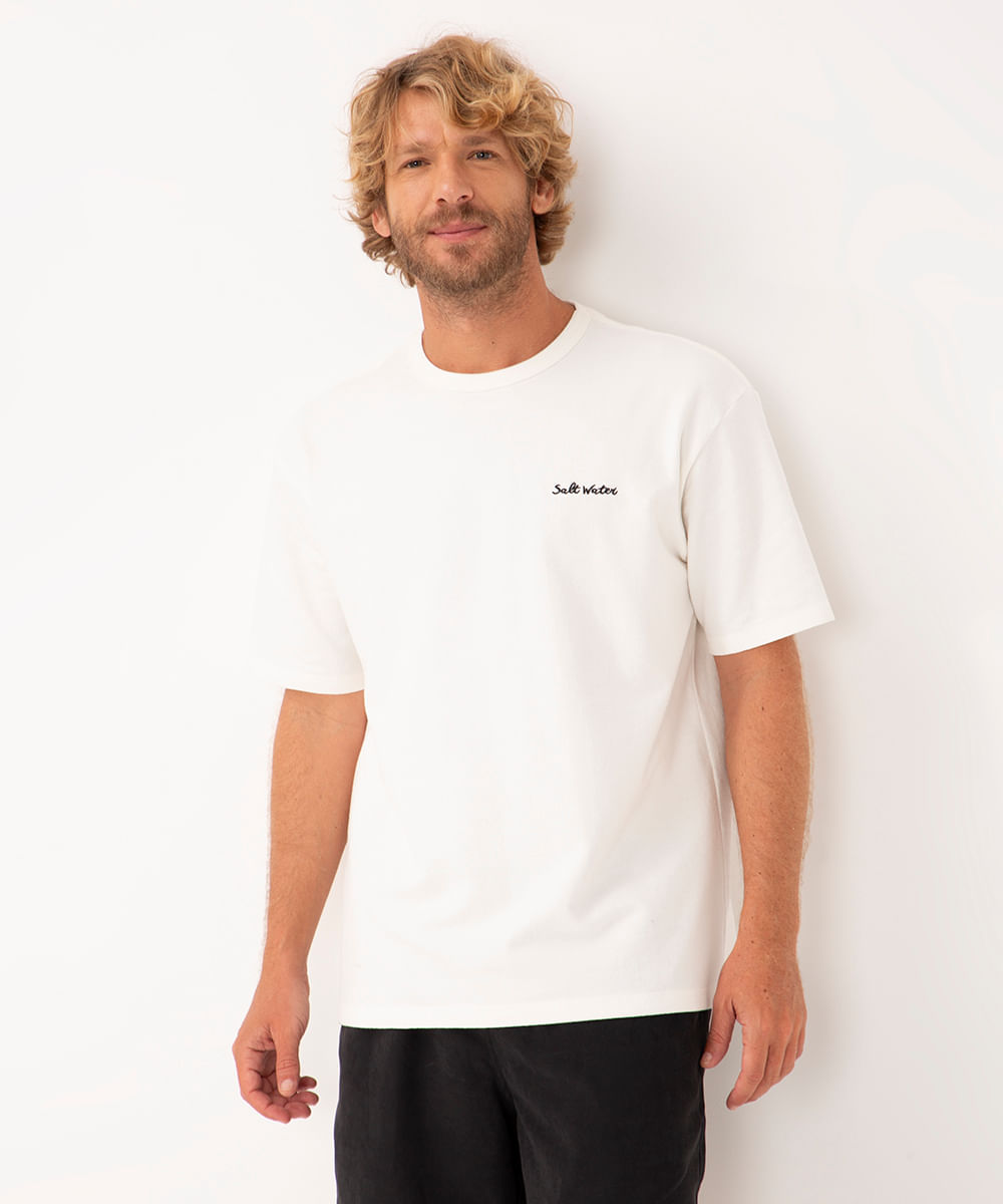 camiseta de algodão texturizada slow water off white