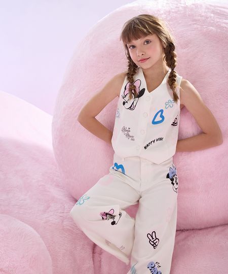 colete de sarja infantil minnie off white 4