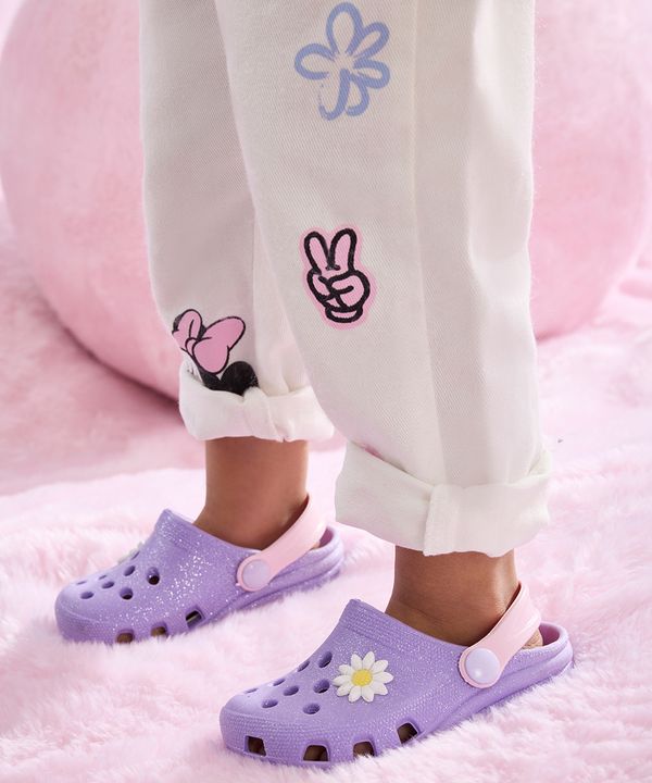 babuche infantil minnie com brilho lilás 20-21