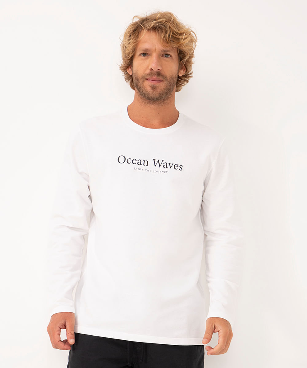 camiseta de moletinho ocean wave - off white