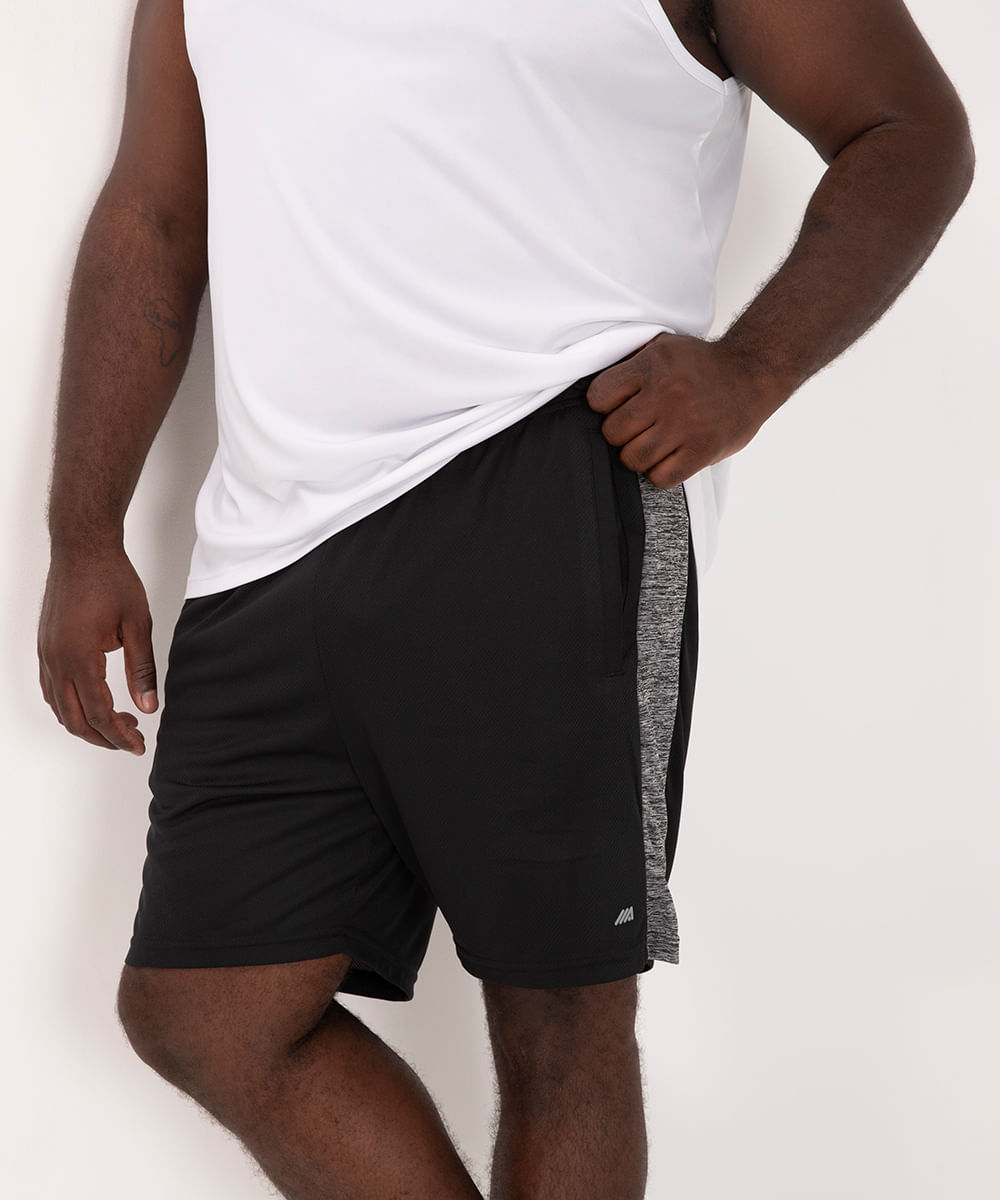 bermuda plus size com recorte esportiva ace preto