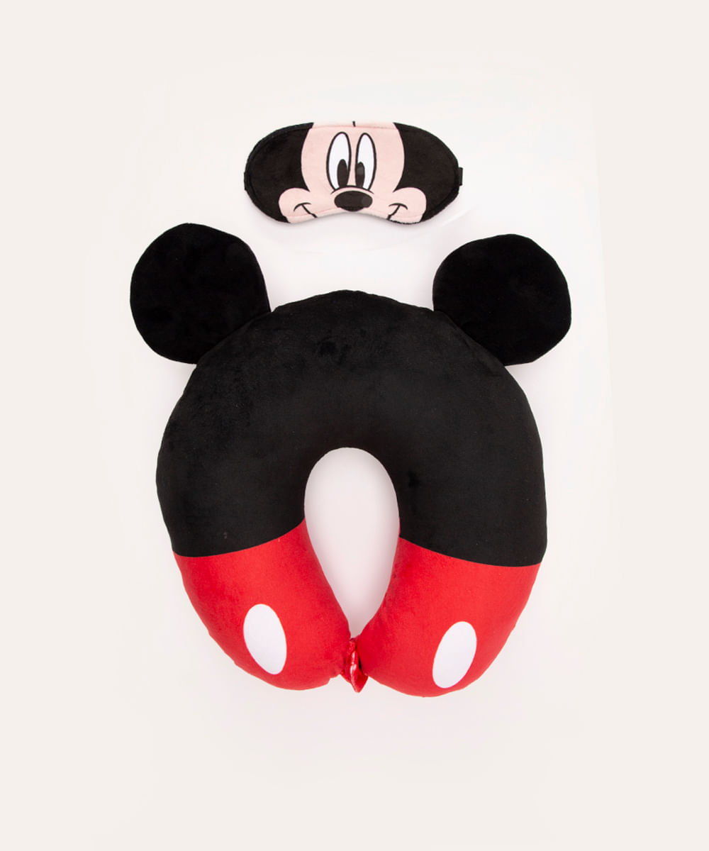 apoio de pescoço com máscara de dormir disney mickey colorido