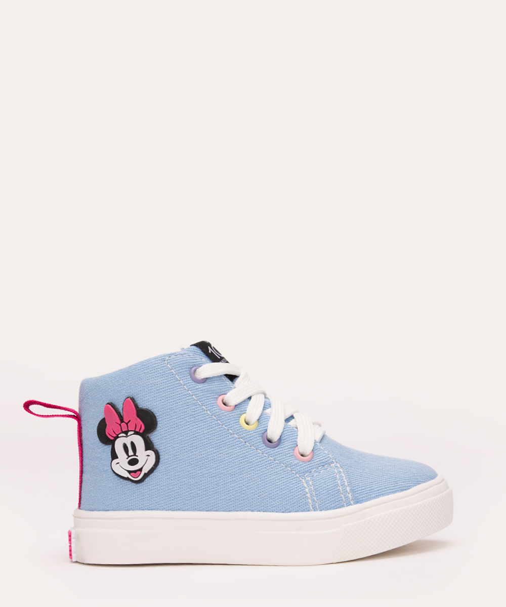 tênis infantil cano curto disney minnie azul claro