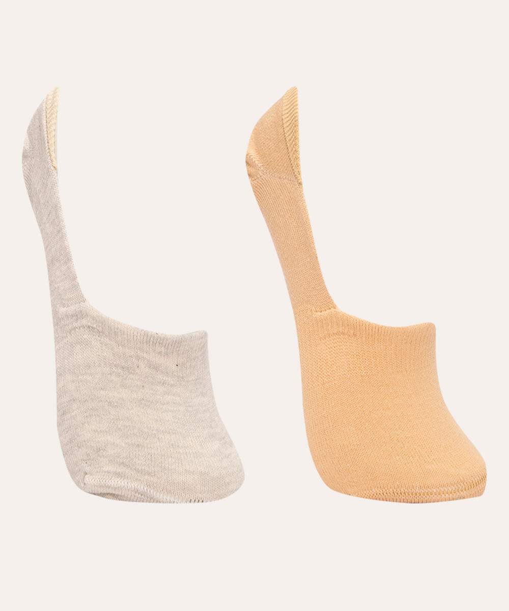 kit de 2 pares de meias invisível colorido