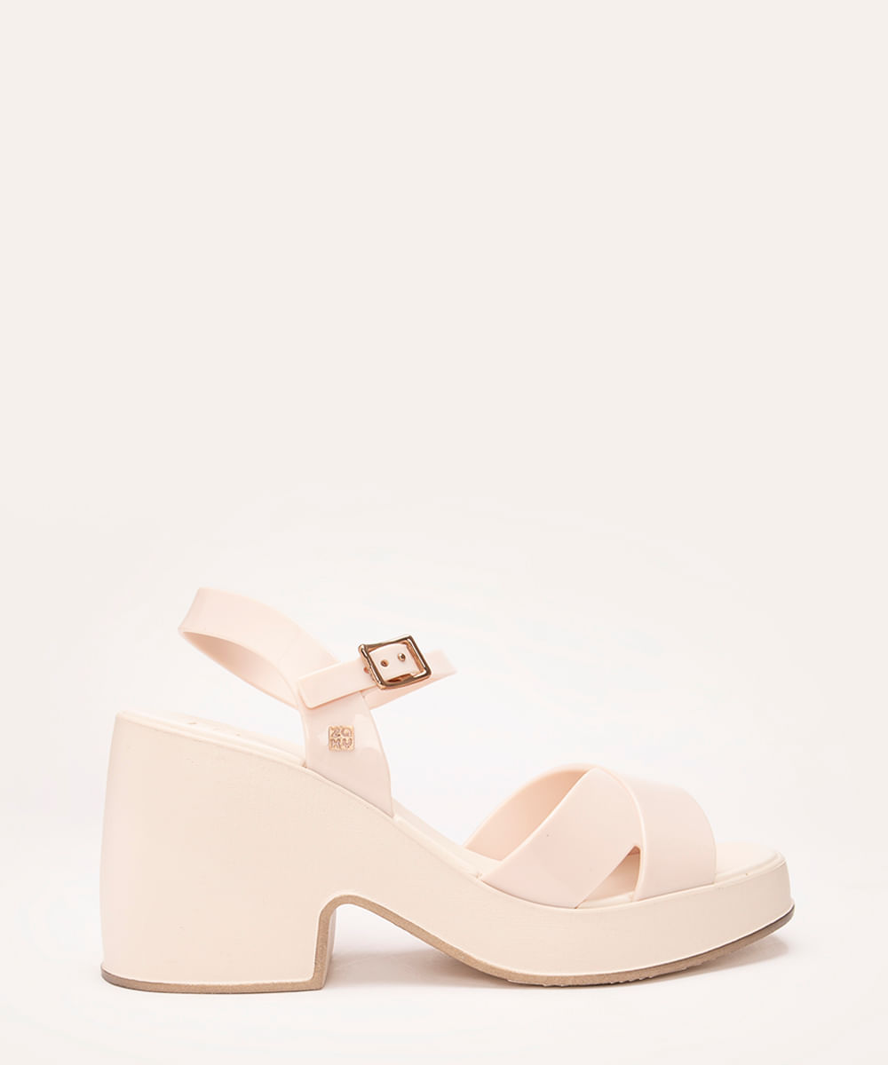 sandália flat pop up zaxy off white