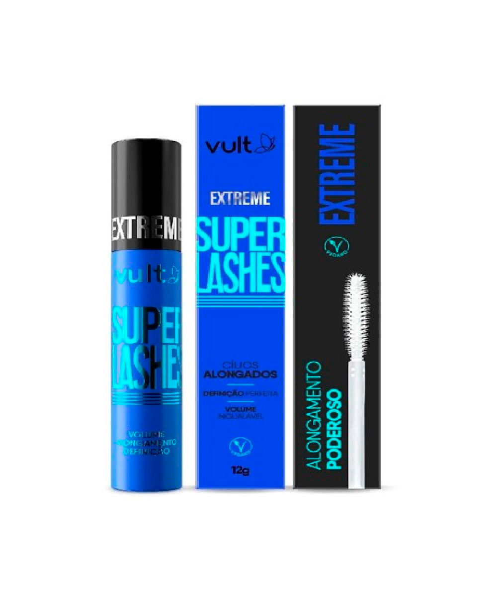 máscara de cílios vult extreme super lashes 10g única máscara de cílios vult extreme super lashes 10g única
