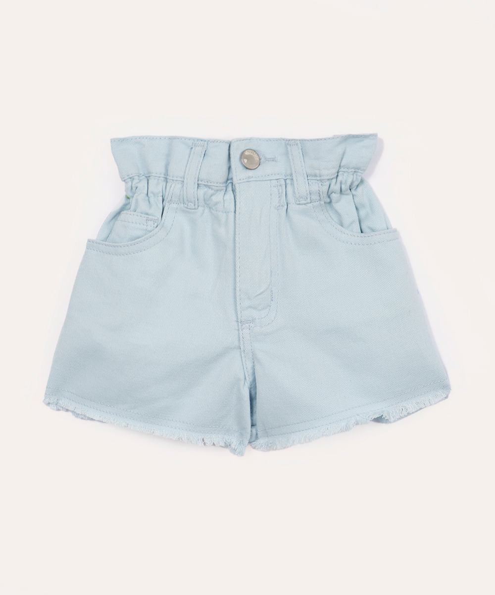 short de sarja infantil com bolsos azul