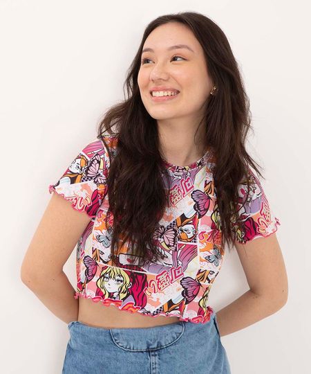 blusa juvenil manga curta mangá  multicor 10