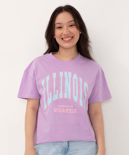 blusa juvenil com glitter manga curta lilás 10