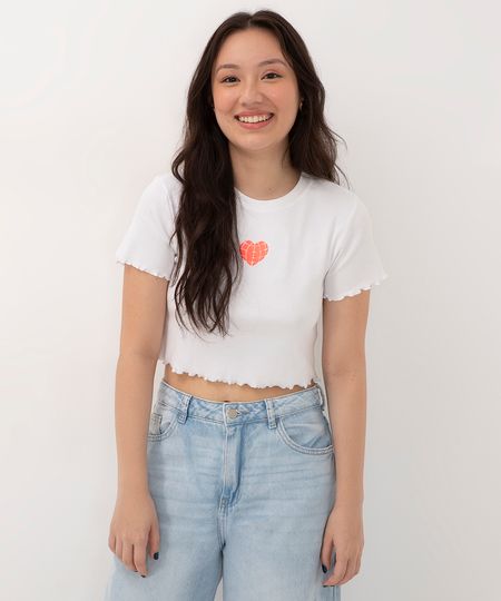 blusa cropped canelada juvenil com bordado off white 14 blusa cropped canelada juvenil com bordado off white 14