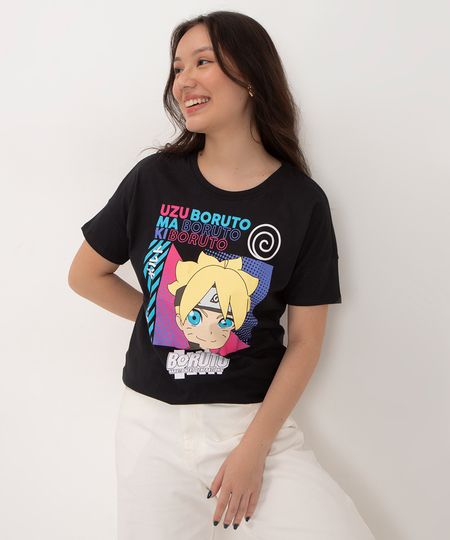 blusa juvenil manga curta boruto preta 12