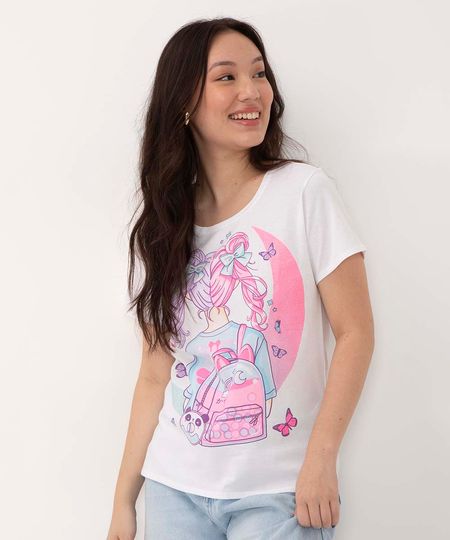 blusa juvenil manga curta menina off white 10
