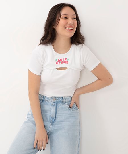 blusa juvenil canelada manga curta bordado off white 10