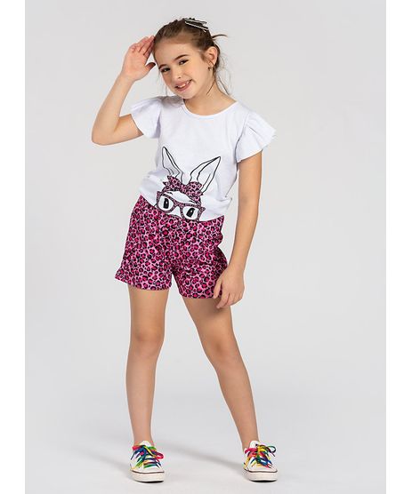 chapéu infantil dupla face animal print com sherpa branco - C&A