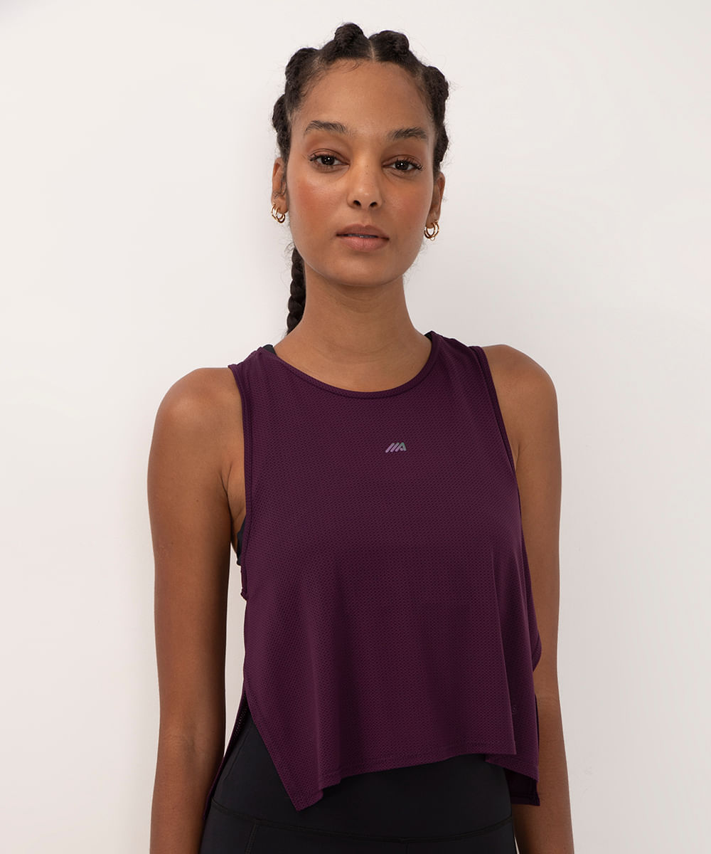 cropped nadador com fenda esportivo ace roxo escuro