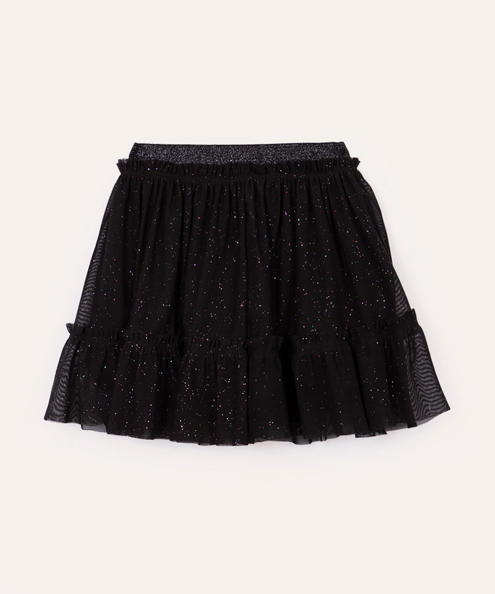 saia tule infantil halloween glitter preto