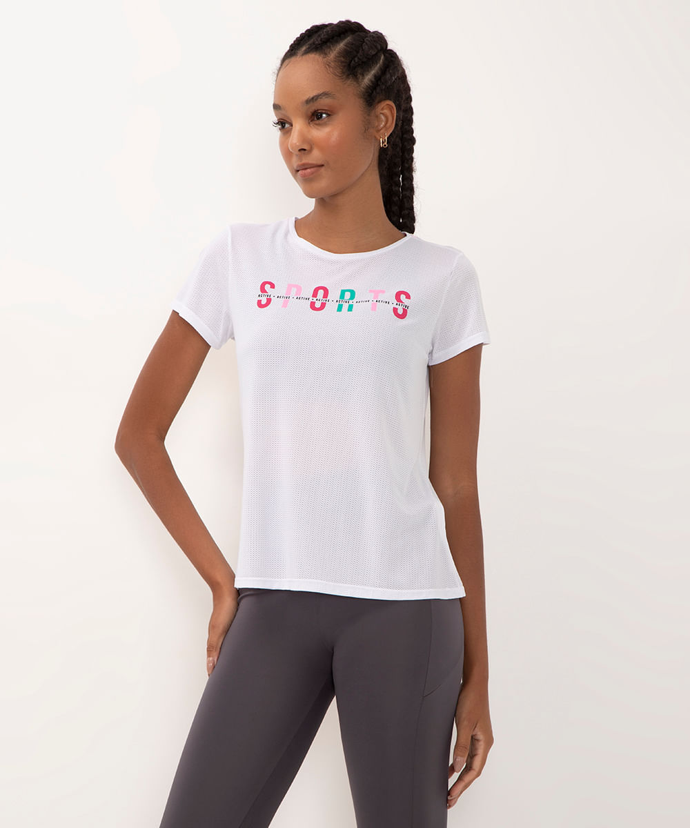 blusa sports micro furos manga curta branca