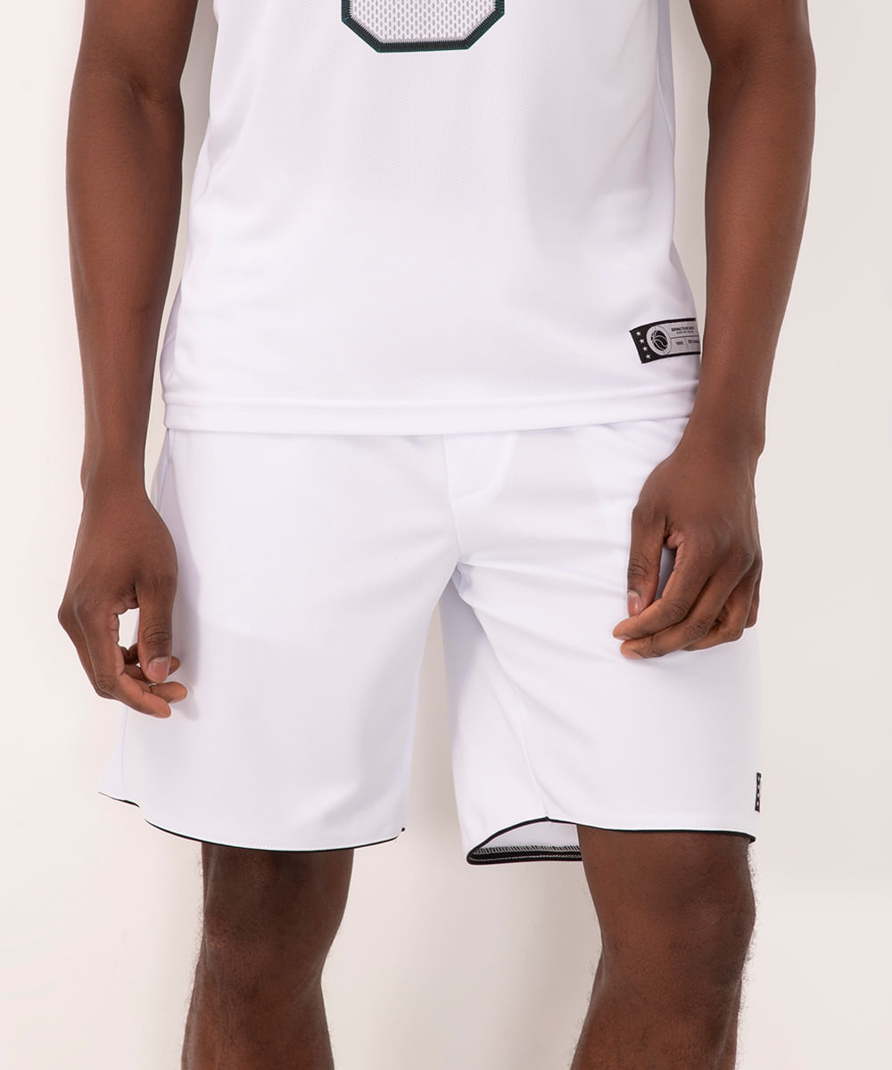 bermuda long basquete com bolso esportiva ace branco