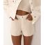 Short De Sarja Mom Com Crochê Ateliê Mão De Mãe Off White | C&A