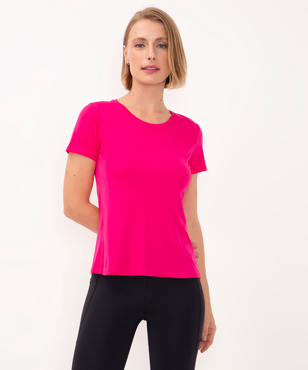 blusa com recorte manga curta esportiva ace pink