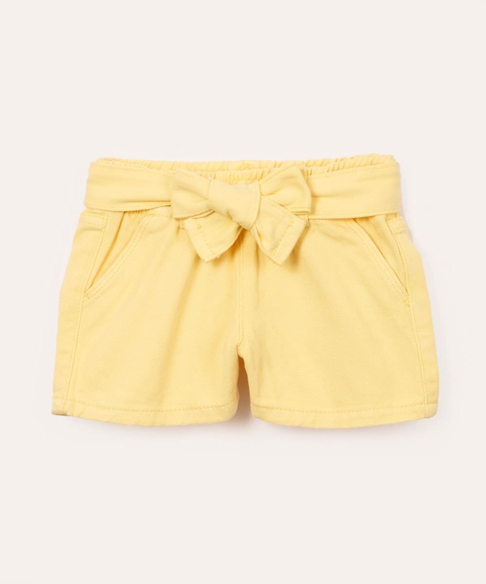 short de sarja infantil com faixa amarelo