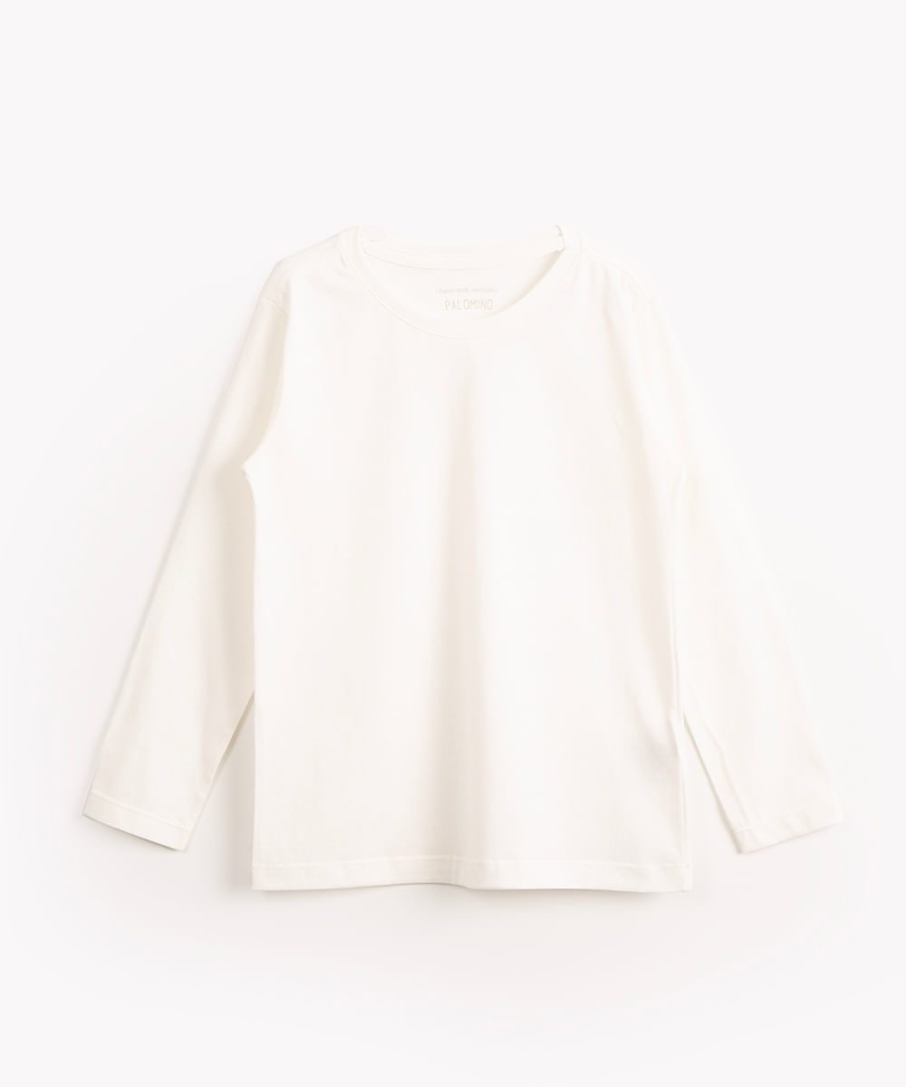 blusa de algodão infantil manga longa branco