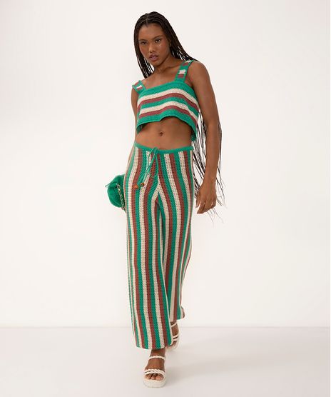 Calça Jogger De Crochê Ateliê Mão De Mãe Verde