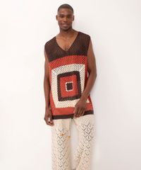 Vestido Curto De Tricô Ateliê Mão De Mãe Marrom Escuro