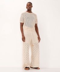 Calça Flare De Crochê Ateliê Mão De Mãe Cru