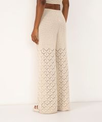 Calça Flare De Crochê Ateliê Mão De Mãe Cru