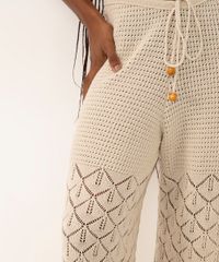 Calça Flare De Crochê Ateliê Mão De Mãe Cru