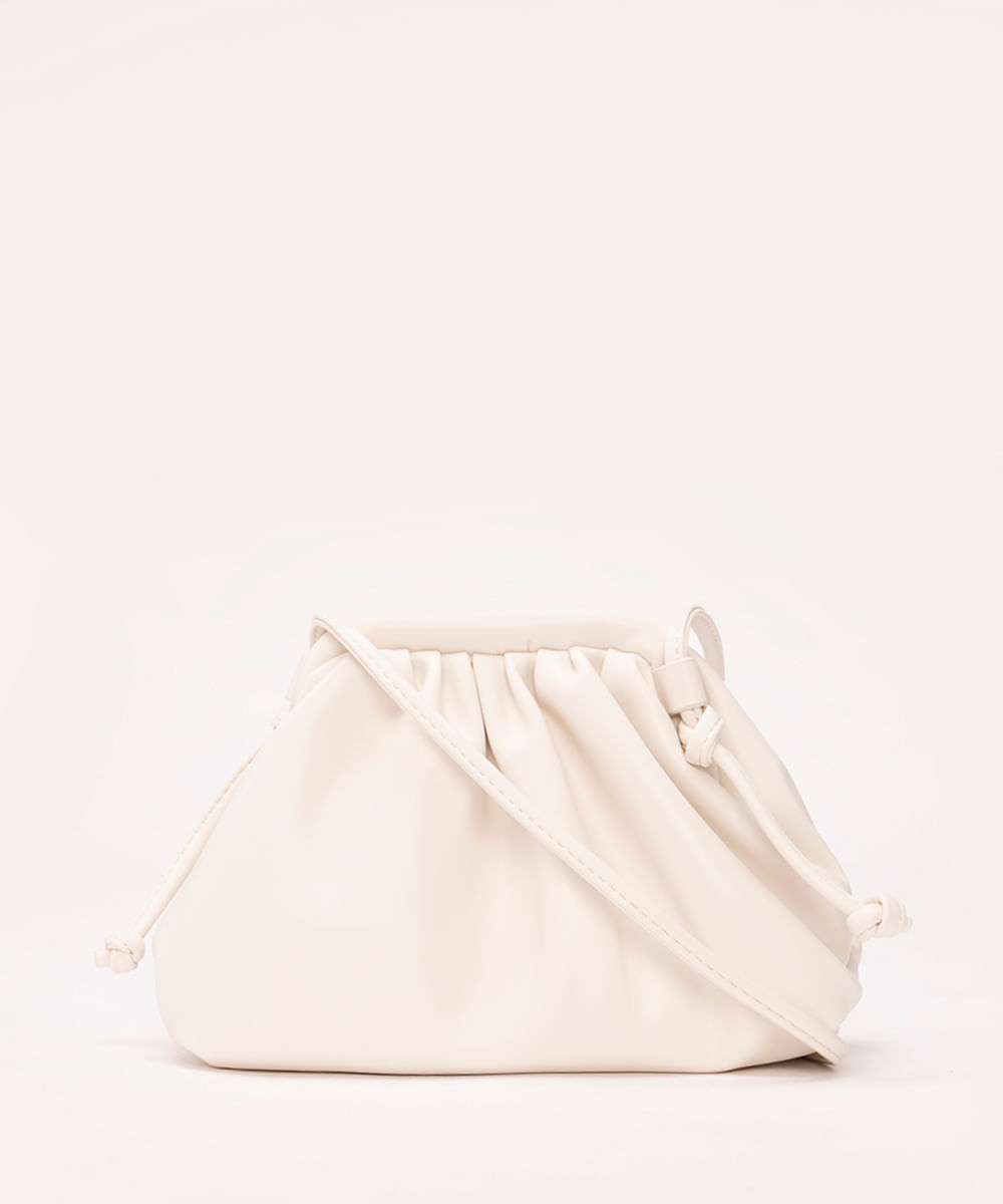 bolsa clutch franzida com alça off white