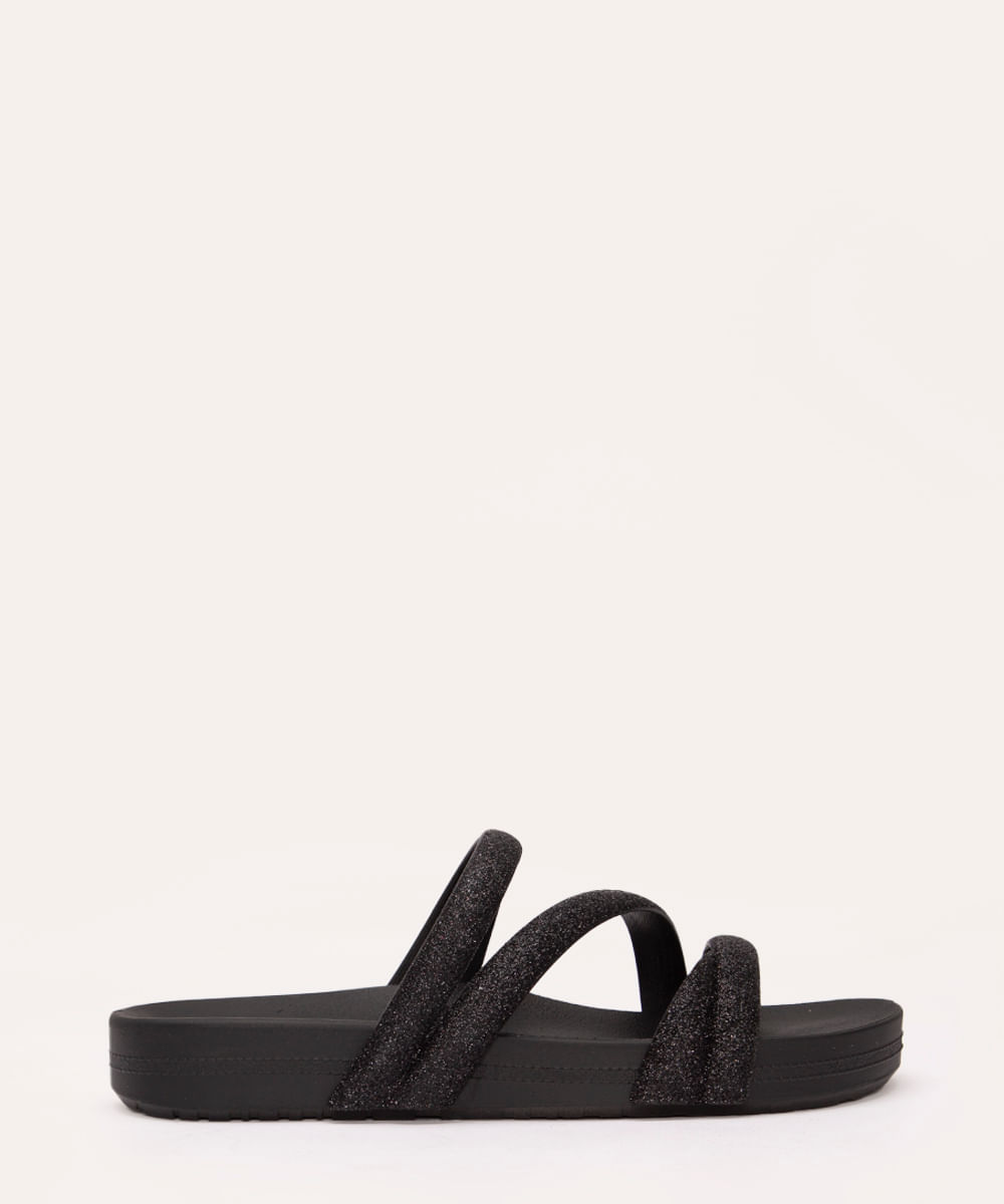 papete feminina zaxy com glitter preta