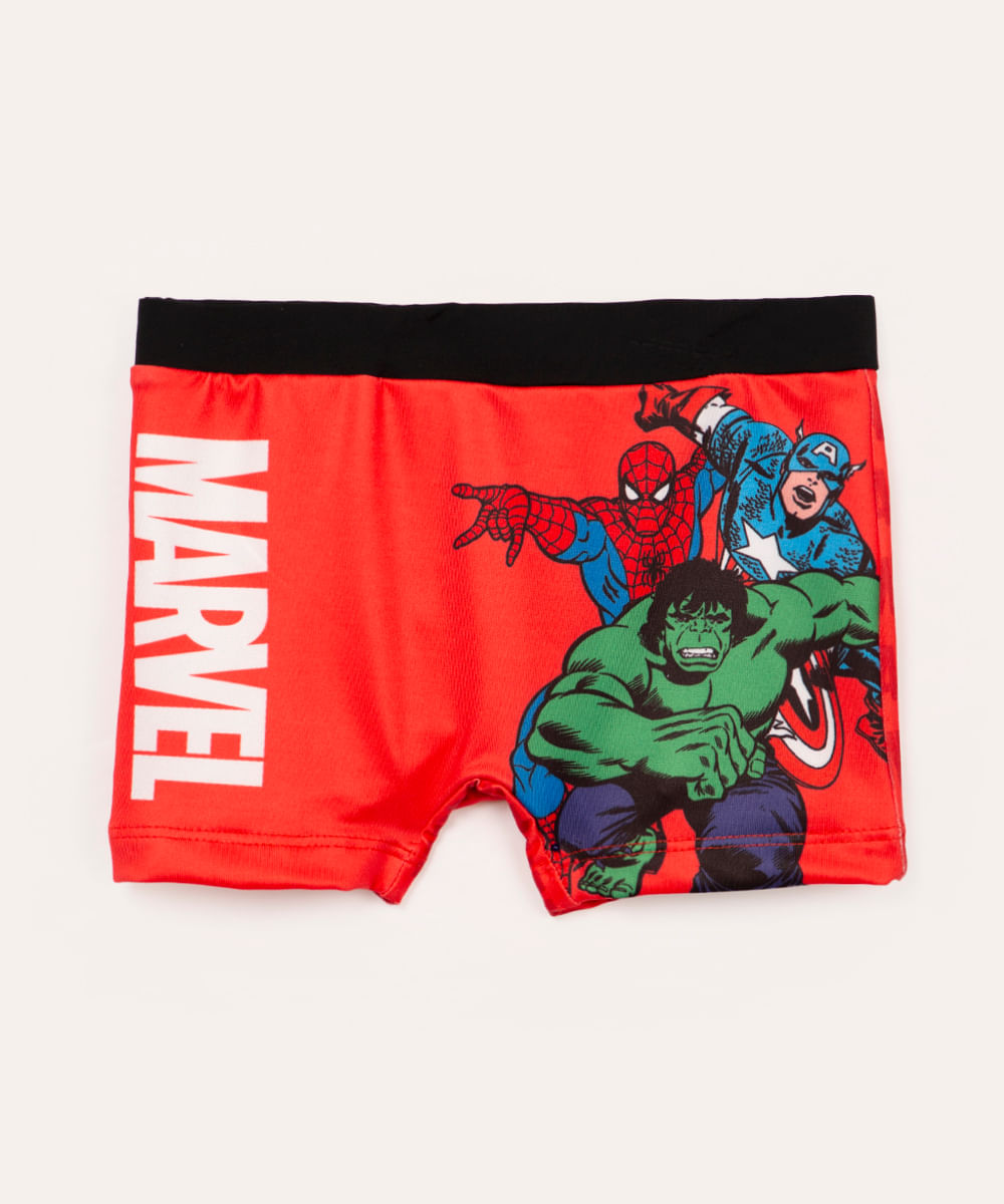 sunga boxer infantil heróis marvel proteção uv vermelho