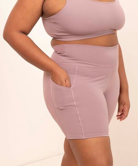 bermuda plus size ciclista com bolso mindset sport + sustentável rosa velho GG1