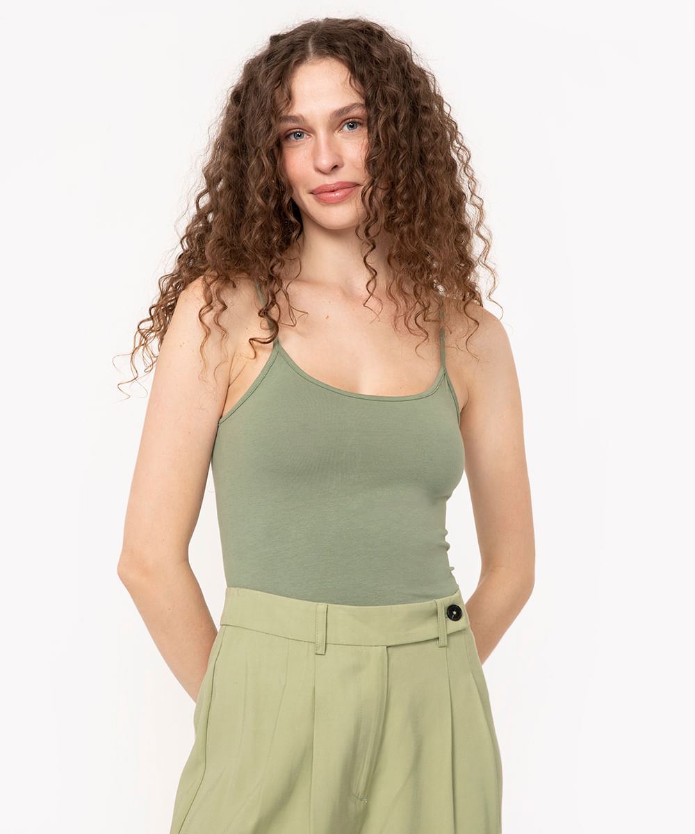 blusa de algodão peruano alça fina verde