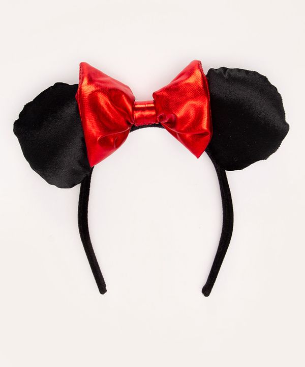 tiara infantil minnie mouse aveludada preta Único