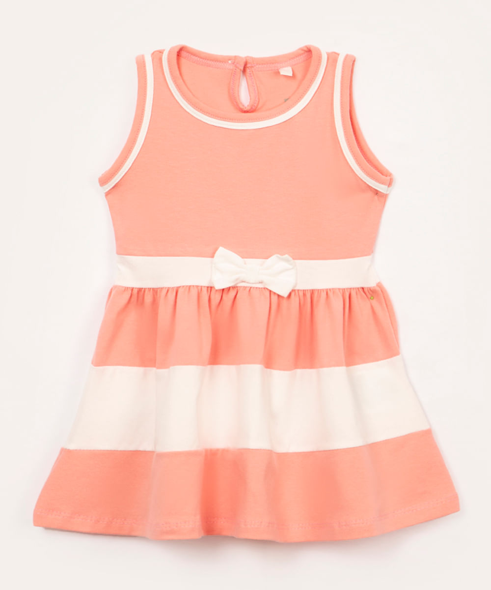 vestido infantil de algodão com laço rosa