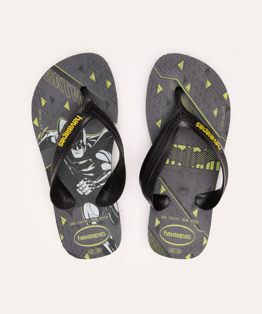 chinelo havaianas infantil batman preto