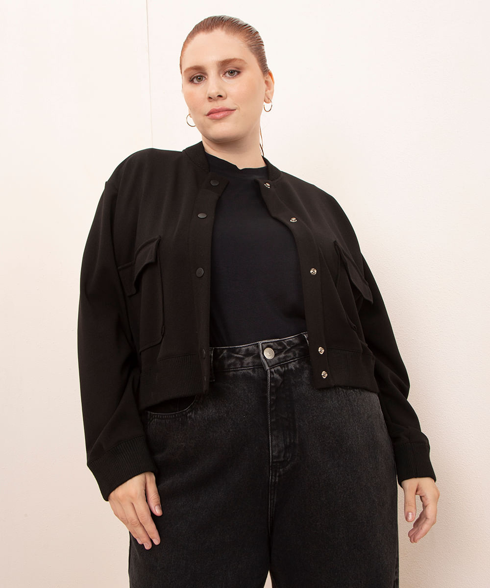 jaqueta bomber plus size mindset preta