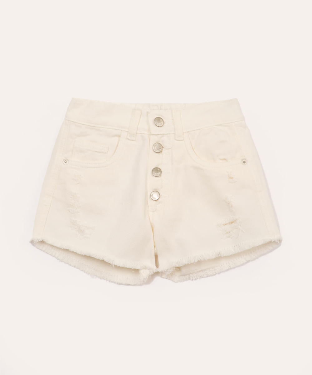 short de sarja infantil destroyed off white