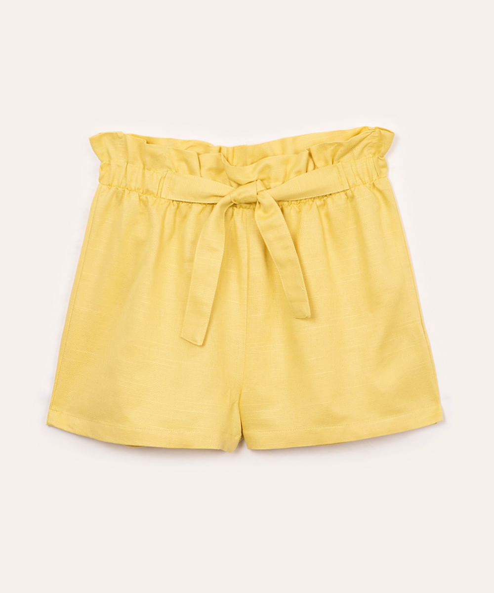 short de viscose infantil clochard com laço amarelo