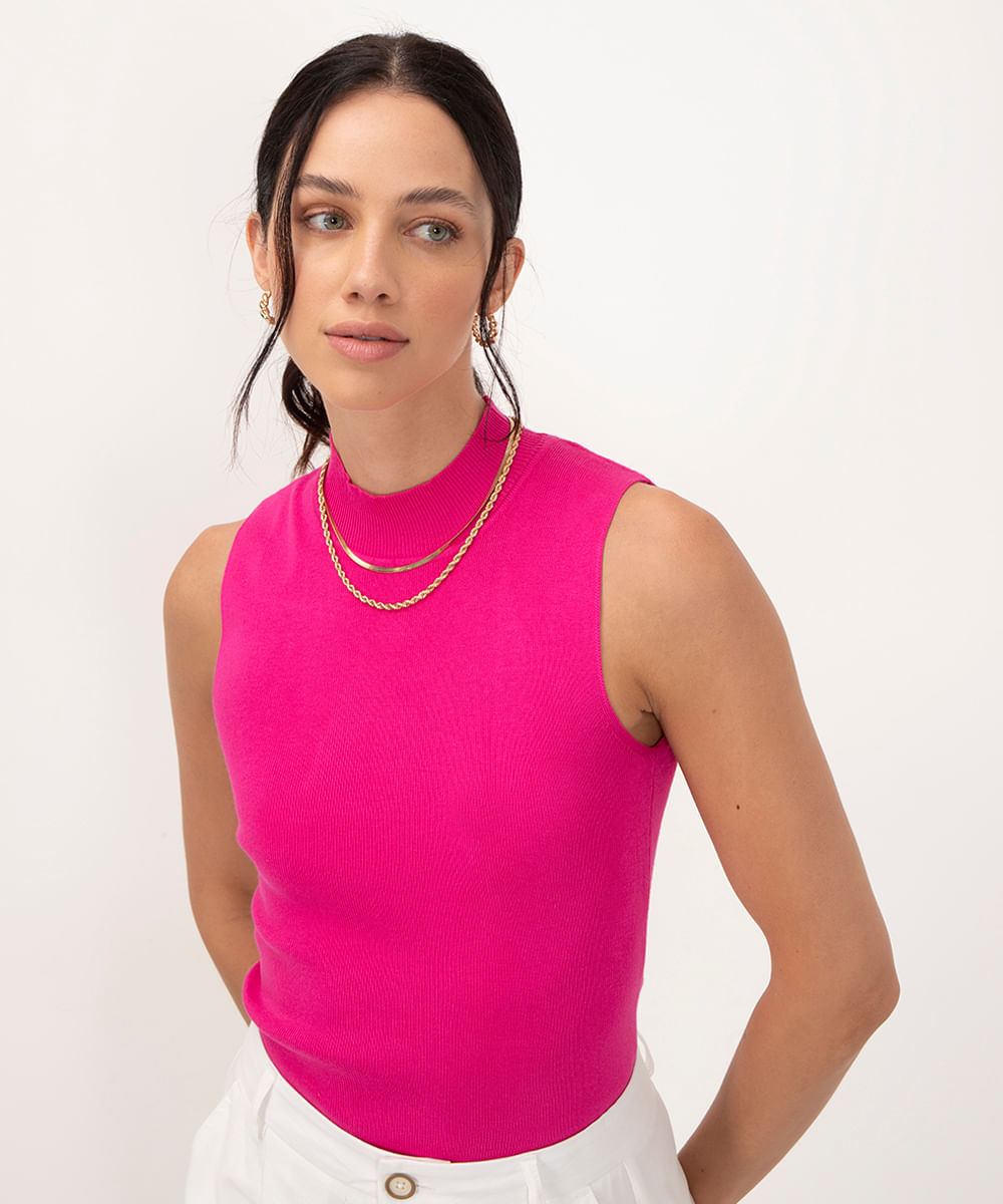 regata de viscose gola alta pink