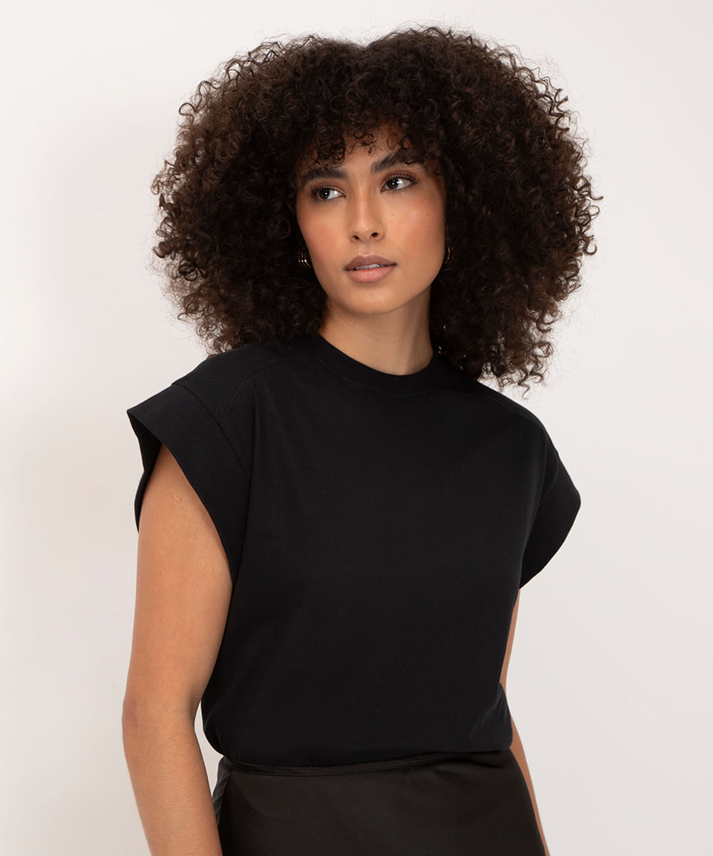 camiseta de algodão muscle tee manga curta raglan branco - preto