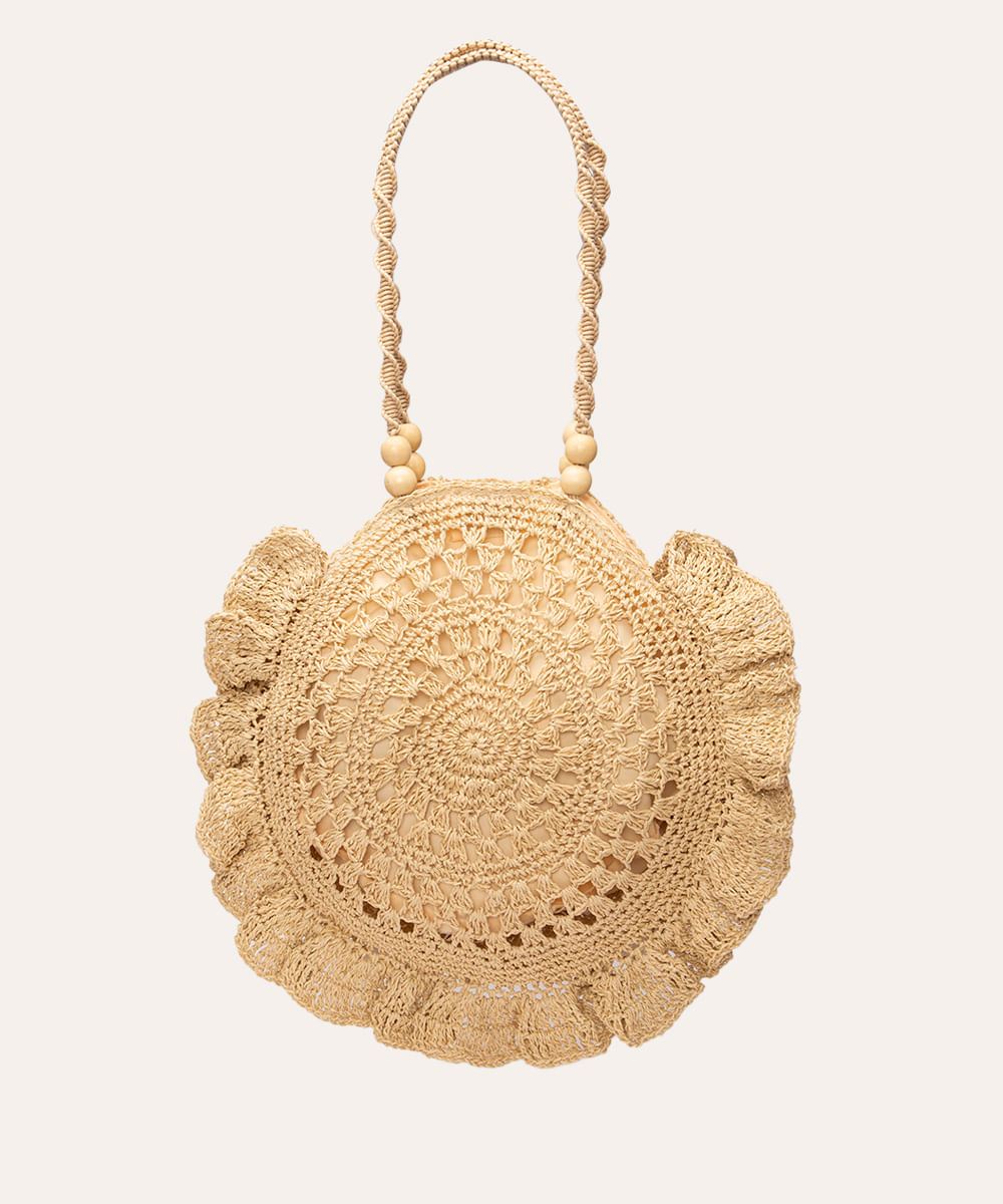 bolsa shoulder de palha clube bossa bege claro
