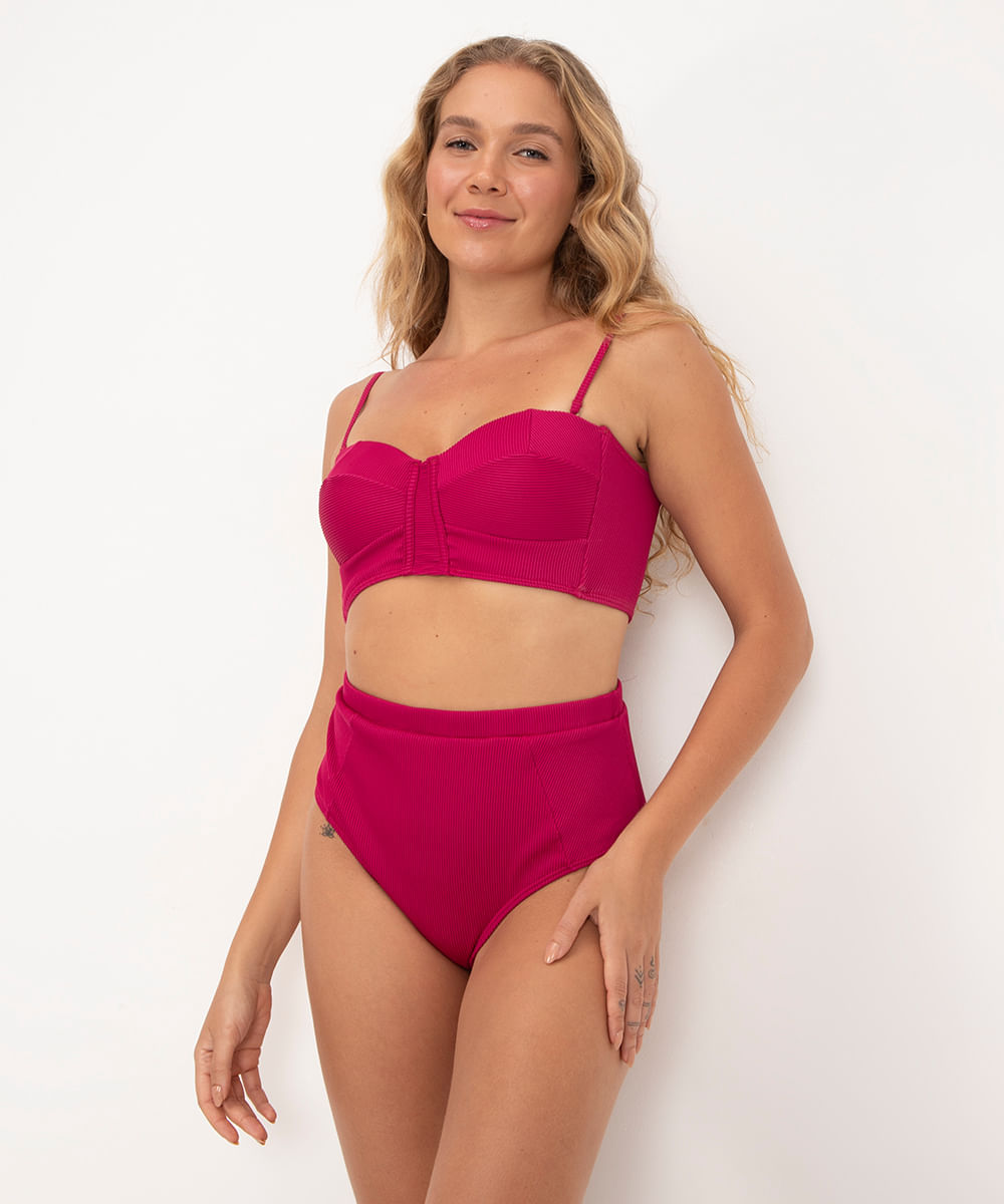 biquíni calcinha tanga hot pant com pala proteção uv al mare collezione rosa escuro